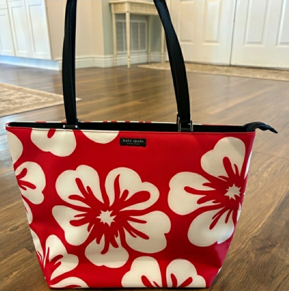 Kate Spade Red Floral Tote Bag - Picture 3 of 15